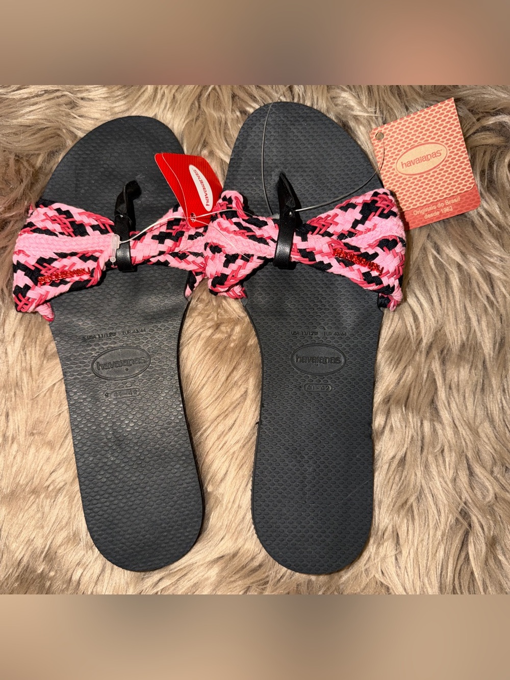 Havaianas Women's You St. Tropez Mesh Slide Sandals, pink & black sz 11/12